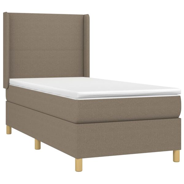 vidaXL Cama box spring colch&oacute;n y luces LED gris taupe 80x200 cm