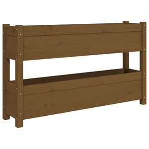 vidaXL Jardinera de madera maciza de pino marr&oacute;n miel 112x25x66 cm