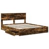 vidaXL Cama con almacenamiento con cabecera Roble ahumado 160 x 200 cm