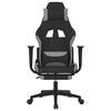 vidaXL Silla gaming de masaje con reposapi&eacute;s tela negro y gris claro