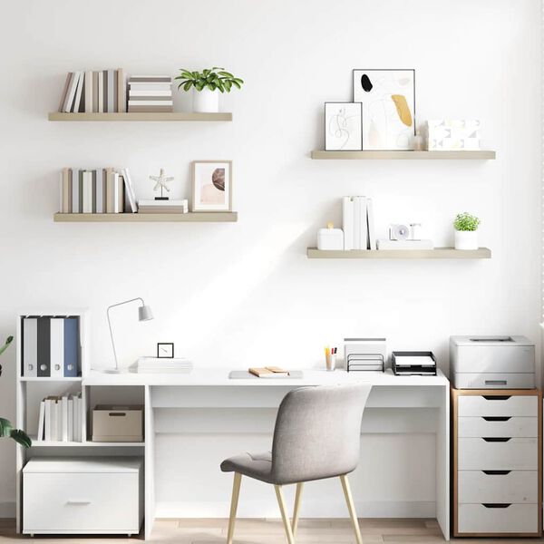 vidaXL Estantes flotantes de pared 4 uds MDF roble 90x23,5x3,8 cm