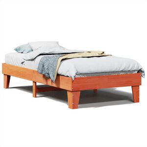 vidaXL Estructura de cama sin colch&oacute;n madera maciza marr&oacute;n 75x190 cm
