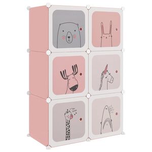 vidaXL Estanter&iacute;a infantil de cubos con 6 compartimentos rosa PP