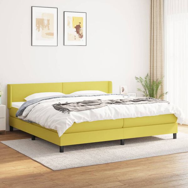 vidaXL Cama box spring con colch&oacute;n tela verde 200x200 cm