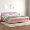 vidaXL Cama box spring colch&oacute;n y LED terciopelo rosa 200x200 cm