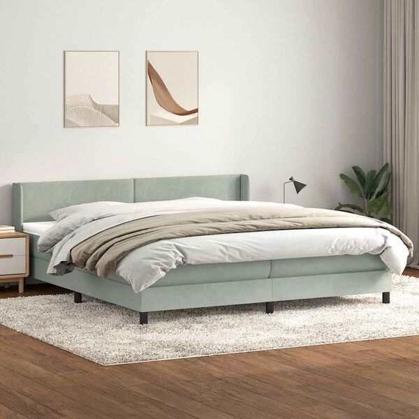vidaXL Cama box spring con colch&oacute;n terciopelo gris claro 180x210 cm