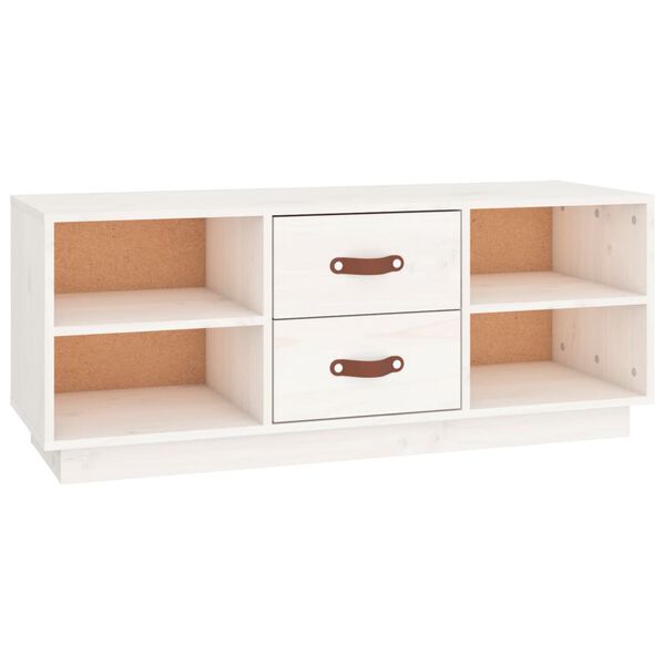 vidaXL Mueble de TV de madera maciza de pino blanco 100x34x40 cm