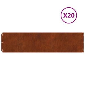 vidaXL Borde de C&eacute;sped 20 uds. 25 x 103 cm Acero oxidado Oxidado