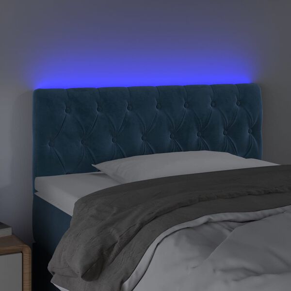 vidaXL Cabecero con LED de terciopelo azul oscuro 100x7x78/88 cm