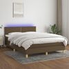 vidaXL Cama box spring colch&oacute;n luces LED tela marr&oacute;n oscuro 140x190 cm