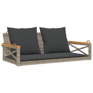 vidaXL Banco columpio con cojines rat&aacute;n sint&eacute;tico gris 109x62x40 cm