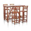 vidaXL Set de bar de jard&iacute;n 5 pzas madera acacia superficie azulejos