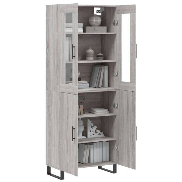 vidaXL Aparador alto madera contrachapada gris sonoma 69,5x34x180 cm