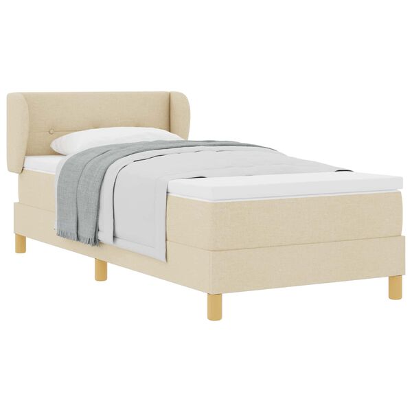 vidaXL Cama tipo Box Spring con colch&oacute;n Crema 90 x 190 cm tela