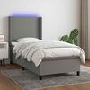 vidaXL Cama box spring colch&oacute;n y luces LED tela gris oscuro 80x200 cm