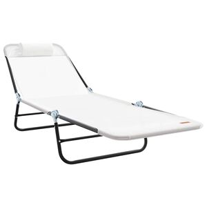 vidaXL Tumbona plegable Crema 182 x 55 x 85,5 cm Textileno