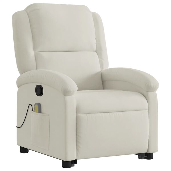 vidaXL Sill&oacute;n reclinable de masaje elevable terciopelo crema