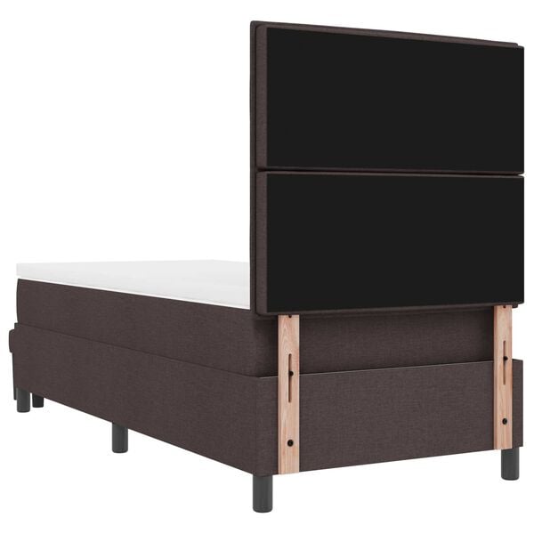 vidaXL Cama tipo Box Spring con colch&oacute;n Marr&oacute;n Oscuro 90 x 190 cm tela