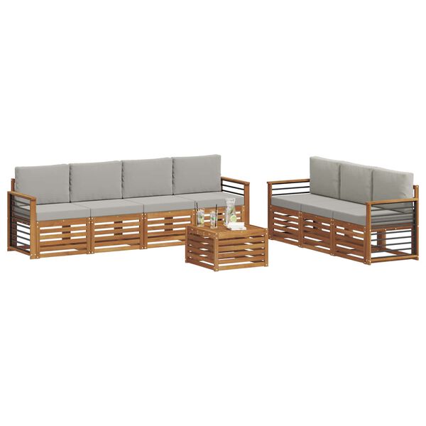 vidaXL Juegos de sof&aacute;s con coj&iacute;n 8 pcs Gris Natural y Claro