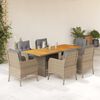 vidaXL Set comedor de jard&iacute;n 7 pzas con cojines rat&aacute;n sint&eacute;tico beige