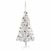 vidaXL &Aacute;rbol de Navidad preiluminado con luces y bolas plateado 120 cm