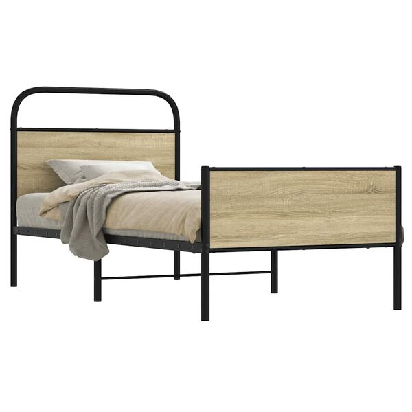 vidaXL Estructura de cama sin colchón 80x200 cm madera roble Sonoma
