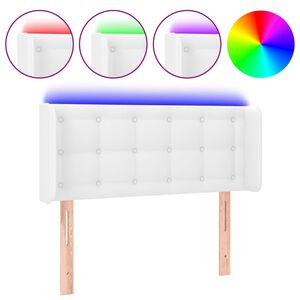 vidaXL Cabecero con LED cuero sint&eacute;tico blanco 83x16x78/88 cm