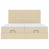 vidaXL Estructura de cama otomana con colchones tela crema 180x200cm