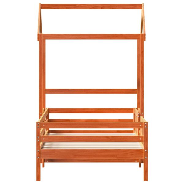 vidaXL Estructura cama con techo madera maciza pino marr&oacute;n 90x200 cm