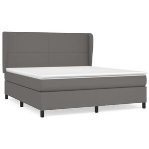 vidaXL Cama box spring con colch&oacute;n cuero sint&eacute;tico gris 180x200 cm