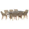 vidaXL Conjunto de Comedor de Jardín 9 pcs Beige ratán sintético