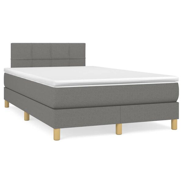 vidaXL Cama box spring con colch&oacute;n tela gris oscuro 120x200 cm