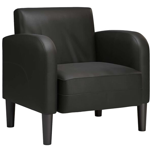 vidaXL Sill&oacute;n con reposabrazos cuero sint&eacute;tica negro 54 cm