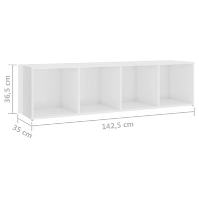 vidaXL Muebles de TV 2 uds aglomerado blanco brillante 142,5x35x36,5cm