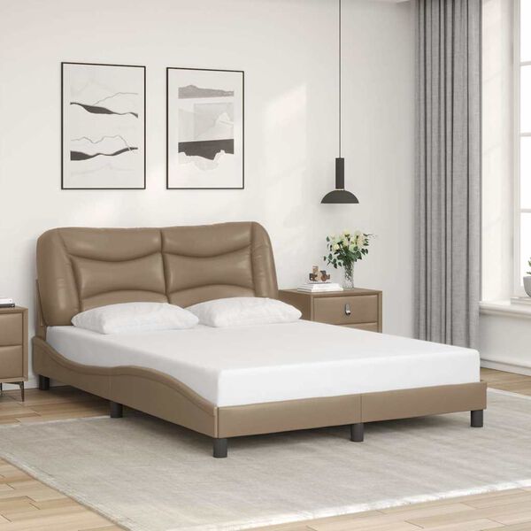 vidaXL Estructura de cama sin colch&oacute;n Hvar cuero sint&eacute;tico capuchino 140x200cm