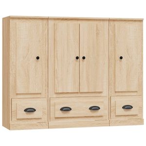 vidaXL Aparador alto 3 piezas madera contrachapada roble Sonoma