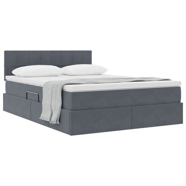 vidaXL Cama con almacenamiento Gris oscuro 140 x 200 cm Terciopelo