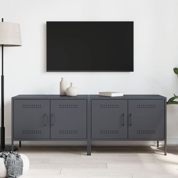 vidaXL Muebles de TV 2 unidades acero gris antracita 68x39x50,5 cm