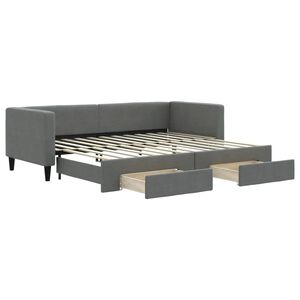 vidaXL Sof&aacute; cama nido con cajones tela gris oscuro 80x200 cm