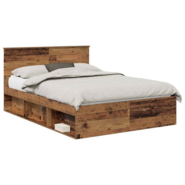 vidaXL Estructura de cama con cabecera Madera vieja 150 x 200 cm