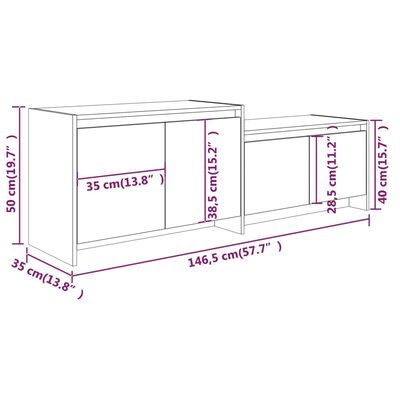 vidaXL Mueble de TV madera de ingeniería marrón roble 146,5x35x50 cm