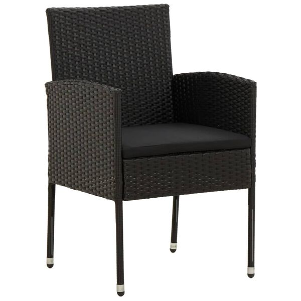 idaXL Juego de comedor de jardín 9 piezas ratán sintético negro