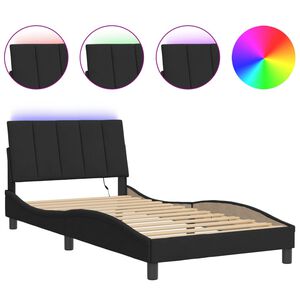 vidaXL Estructura de cama con LED sin colch&oacute;n Hanko terciopelo negro 100x200 cm