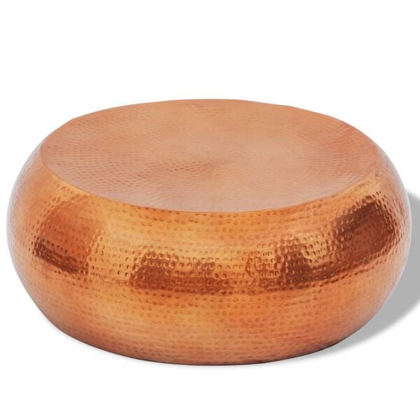vidaXL Mesa de centro de aluminio martillado color latón/cobre