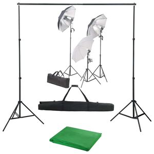 vidaXL Kit de estudio fotogr&aacute;fico con set de luces y fondo