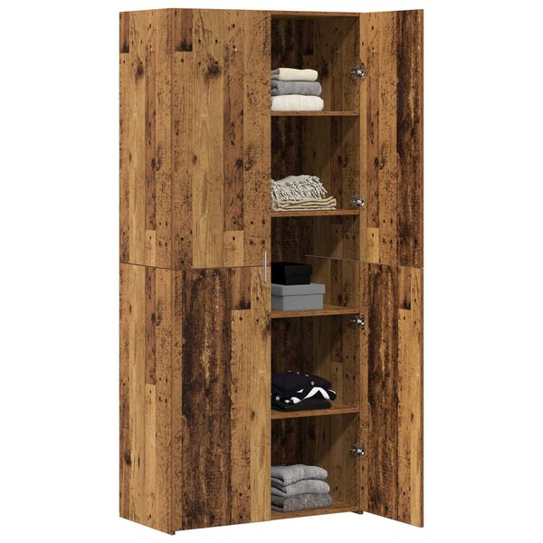 vidaXL Aparador alto 2 pcs Madera vieja 80 x 42 x 185 cm