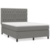 vidaXL Cama box spring con colch&oacute;n tela gris oscuro 140x190 cm