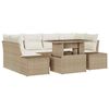 vidaXL Juego de Sof&aacute; 7 uds. Beige y Crema rat&aacute;n sint&eacute;tico
