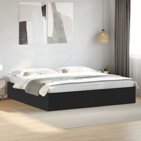 vidaXL Estructura de cama madera de ingenier&iacute;a negra 200x200 cm