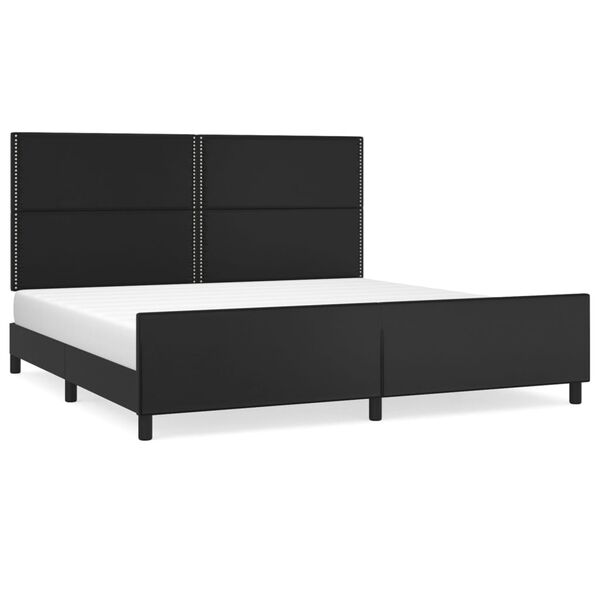 vidaXL Estructura de cama sin colch&oacute;n cuero sint&eacute;tico negro 200x200 cm